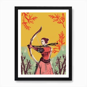 Samurai Illustration Floral 2 Art Print