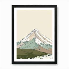 Pico De Orizaba Mexico Color Line Drawing (4) Art Print