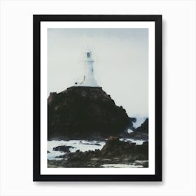 Lighthouse On Rocky Outcrop Art Print