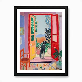 Open Window Black Dog Art Print