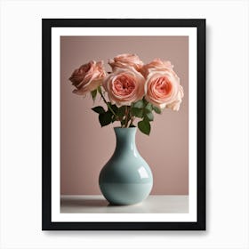 A Vase Of Pink Roses 76 Art Print