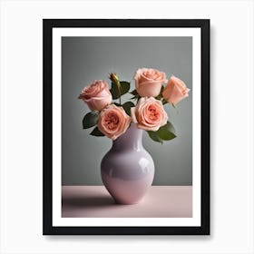 A Vase Of Pink Roses 15 Art Print