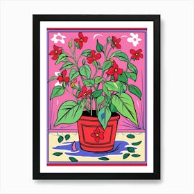 Pink And Red Plant Illustration Tradescantia Nanouk 1 Art Print