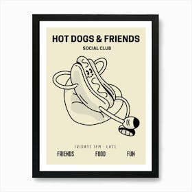 Hot Dogs And Friends Social Club Retro Food Kitchen Art Print