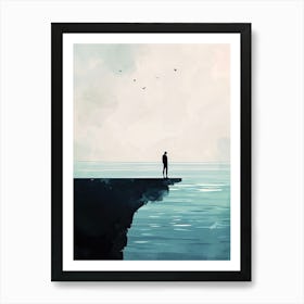 Man Standing On Cliff, Minimalism Art Print