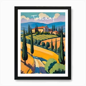 Tuscany Italy Travel Poster Fauvist Style Painting Art Print