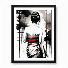 Japanese Woman Painting 1 Art Print