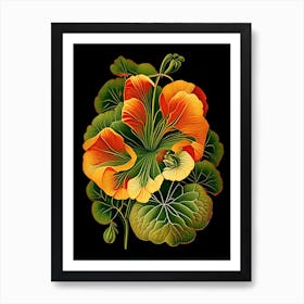 Nasturtium Floral 2 Botanical Vintage Poster Flower Art Print