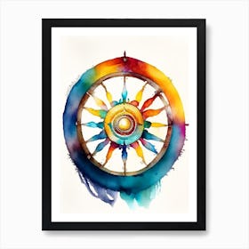 Dharma Wheel, Symbol, Third Eye Watercolour 2 Art Print