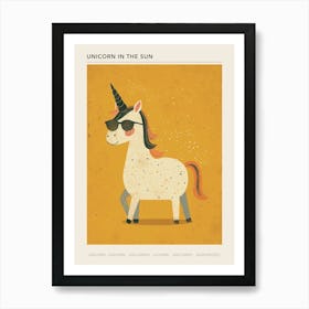 Unicorn With Sunglasses On Muted Pastel 1 Poster Art Print