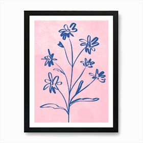 Flowers On A Pink Background 1 Art Print