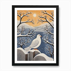 Winter Bird Painting Dove 1 Art Print