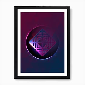 Geometric Neon Glyph on Jewel Tone Triangle Pattern 124 Art Print