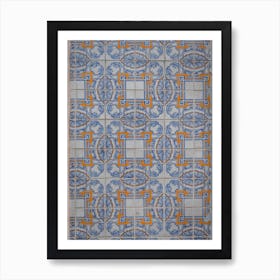 Alfama Lisbon Wall Art Portuguese Mosaic Blue Art Print