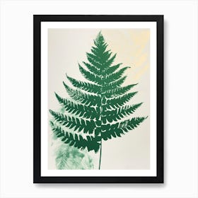 Green Ink Painting Of A Golden Leather Fern 2 Art Print