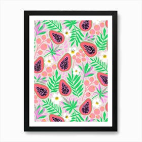 Tropical Papaya Fruit Pattern Art Print