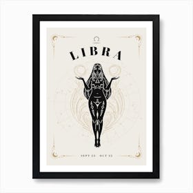 Libra Zodiac Celestial Woman Art Print