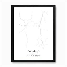 Val D Or,Canada Minimalist Map Art Print