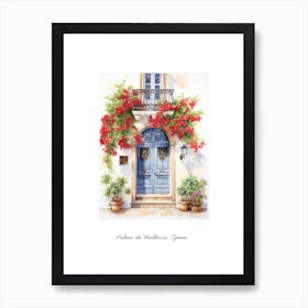 Palma De Mallorca, Spain   Mediterranean Doors Watercolour Painting 1 Poster Art Print