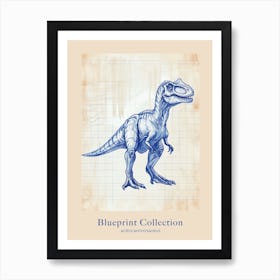 Acrocanthosaurus Dinosaur Blue Print Sketch 1 Poster Art Print