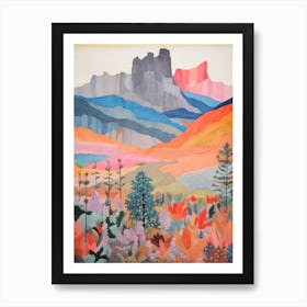 Cradle Mountain Australia 1 Colourful Mountain Illustration Art Print