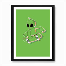 Alien Skateboarder Art Print