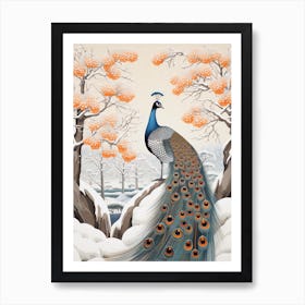 Winter Bird Painting Peacock 3 Art Print