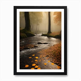 Autumn River Leaves 1 Art Print