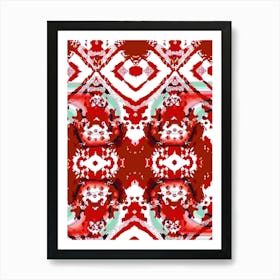 Red And White Abstract Pattern Art Print