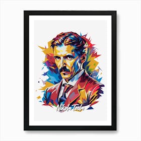 Nikola Tesla 03 Portrait WPAP Pop Art Art Print