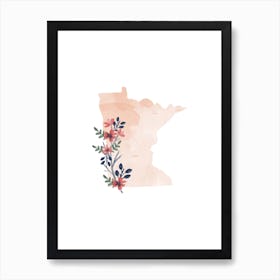 Minnesota Watercolor Floral State Art Print