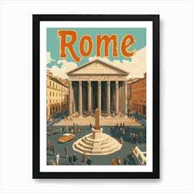 Aihrgdesign A Retro Travel Poster For Rome 1 Art Print