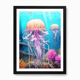 Lions Mane Jellyfish Illustration 3 Art Print