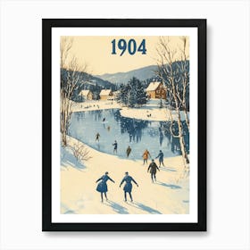 Aihrgdesign A Vintage Poster Of People Ice Skating On A Froze B6679fe3 56ef 4d77 9530 9c6fa9bdb6b5 2 Art Print