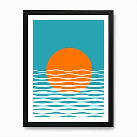 A Wave lines and Sun Art Print