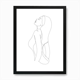 Continuous Line Drawing Of A Woman 3 Art Print