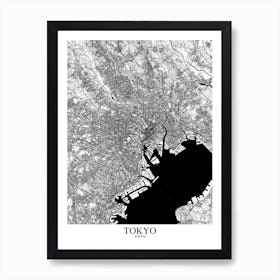 Tokyo White Black Art Print