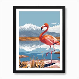 Greater Flamingo Andean Plateau Chile Tropical Illustration 6 Poster