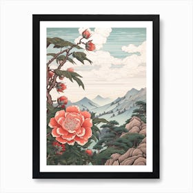 Benifuuki Japanese Tea Camellia 2 Japanese Botanical Illustration Art Print