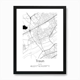 Traun,Austria Minimalist Map Art Print