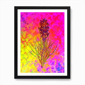 Yellow Asphodel Botanical in Acid Neon Pink Green and Blue n.0007 Art Print