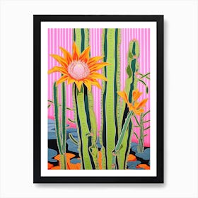 Mexican Style Cactus Illustration Chamaecereus Silvestrii Cactus 1 Art Print