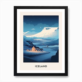 Winter Night  Travel Poster Iceland Art Print