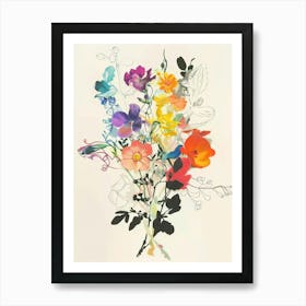 Snapdragon 3 Collage Flower Bouquet Art Print