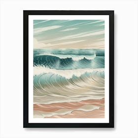 Illustration Of A Beach Art Print