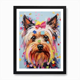 Yorkshire Terrier With A Bow Collage Art Print