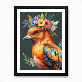 Bird With Flower Crown 14 Art Print