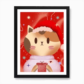 Christmas Cat Art Print Art Print