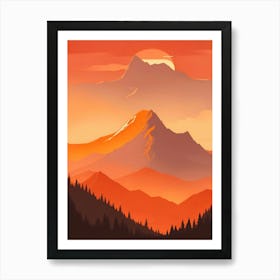 Misty Mountains Vertical Composition In Orange Tone 14 Art Print