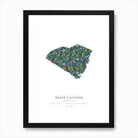 South Carolina State | Wildflowers on Juniper Green Art Print